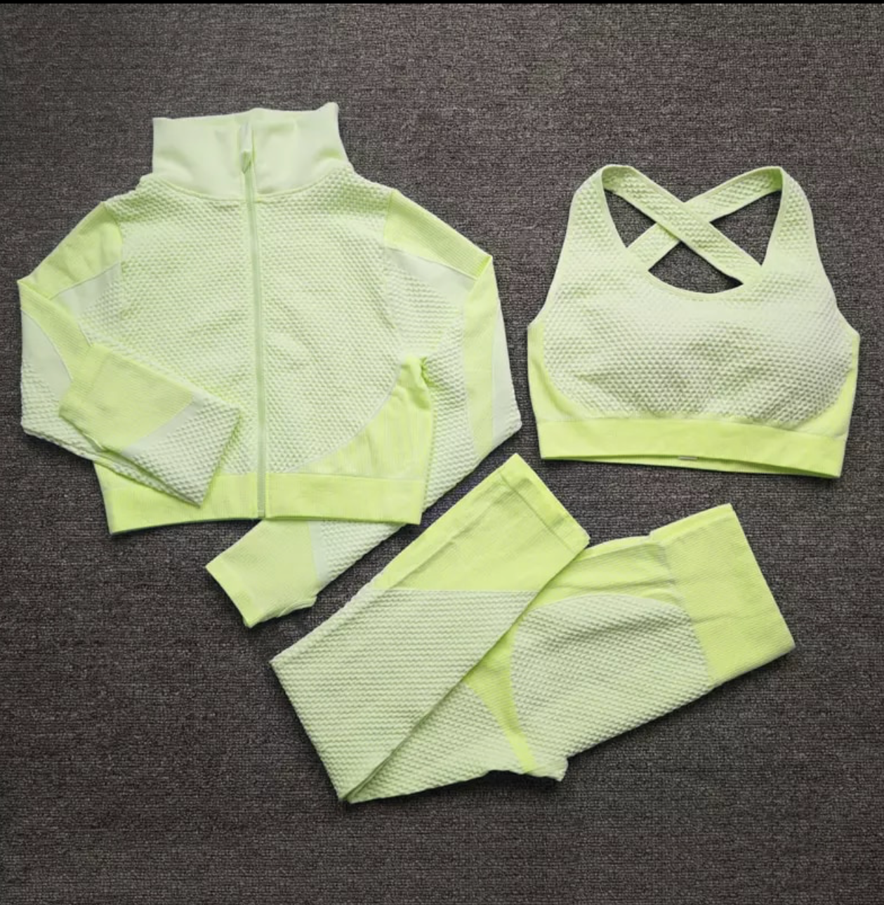 Fitness e Yoga Conjunto de 3 - Leggings, top e Casaco