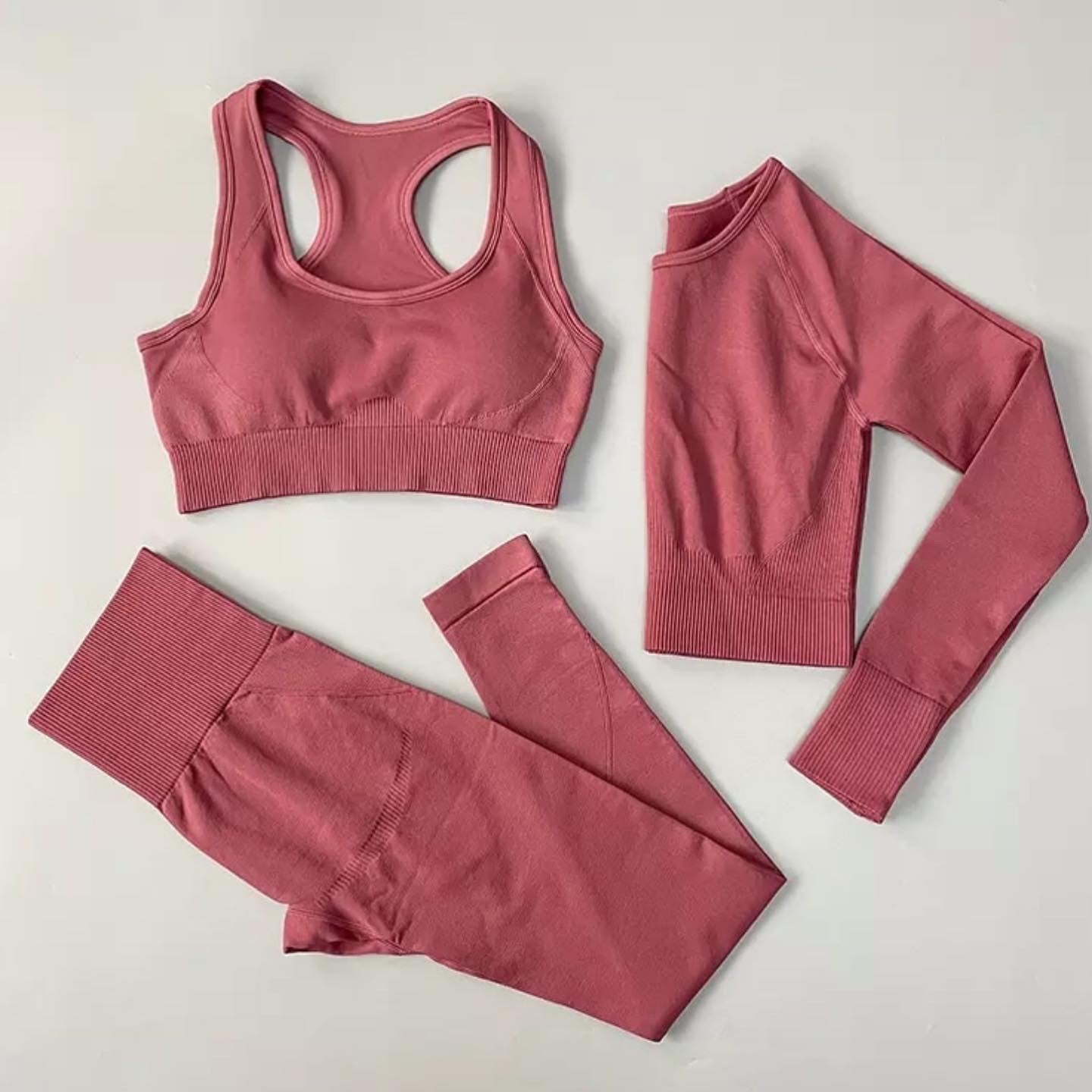 Fitness e Yoga Conjunto de 3 - Leggings, top e camisola