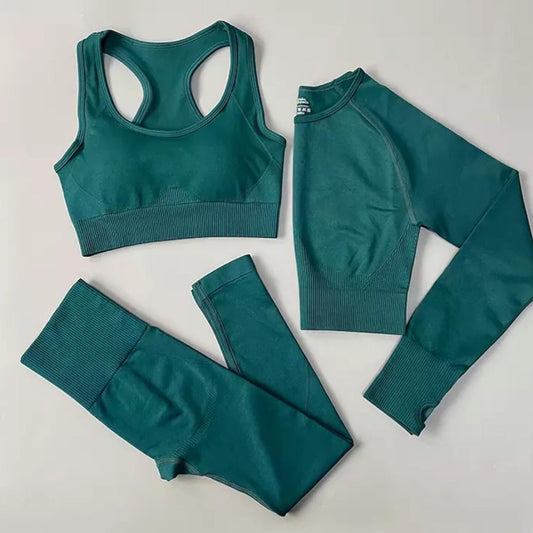 Fitness e Yoga Conjunto de 3 - Leggings, top e camisola